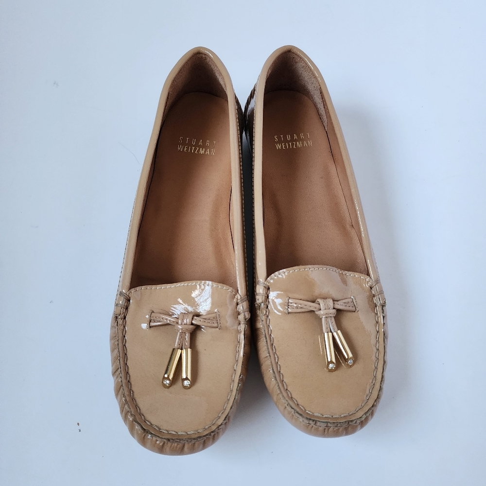 SH41 Stuart Weitzman nude tan slip-on flat leather loafer New